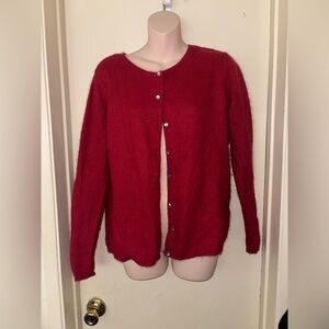 Hillard & Hanson. Red Women's Cardigan 51% Angora 49% Nylon. Size L